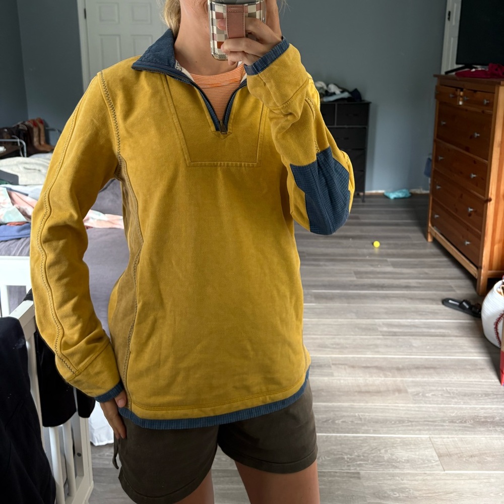 Fatface Brand Yellow and Blue Pullover Sweatshirt